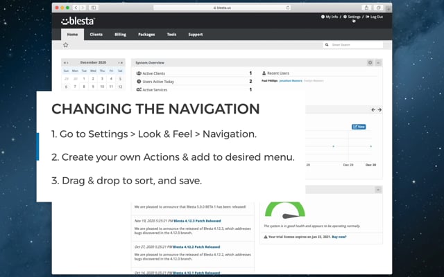 Changing the Navigation