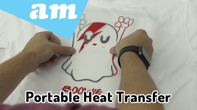 Two Colours Heat Transfer Vinyl Prints Pressed on T-Shirt by Portable Heat Press Machine