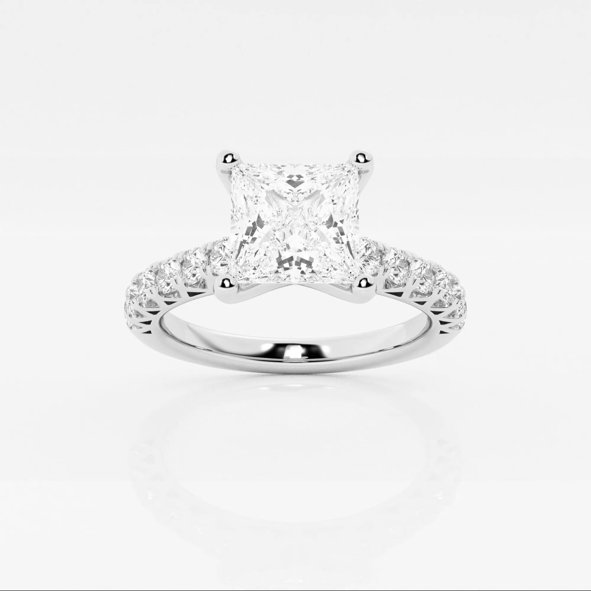 3 Ctw Princess Lab Grown Diamond Royal Crown Engagement Ring