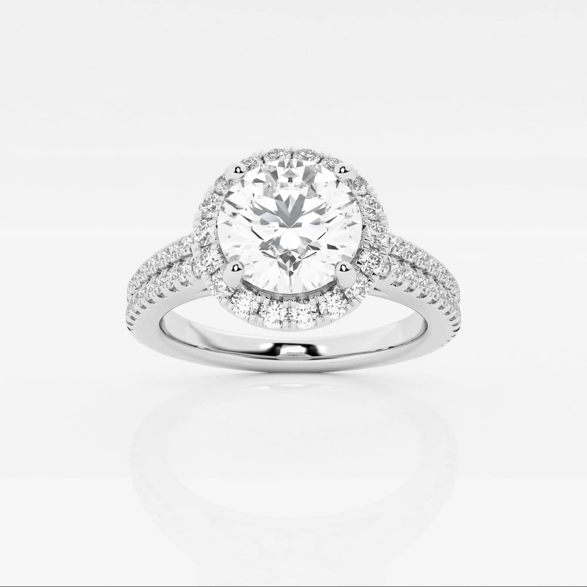 2 Ctw Round Lab Grown Diamond Double Row Halo Engagement Ring