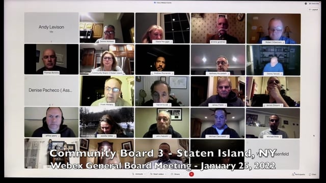 Community Board 3, Staten Island, NY - Webex General Board Meeting - January 25, 2022