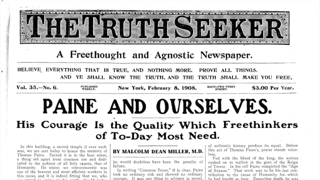 1907 & 1908 TRUTH SEEKER HEADLINES