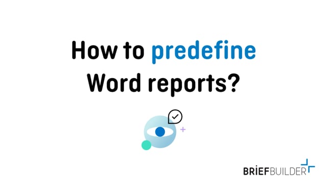 How to predefine Word reports?