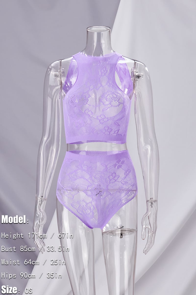 Sexy Lingerie New Solid Color Lace Cutout Sexy Jacquard Two Piece Set