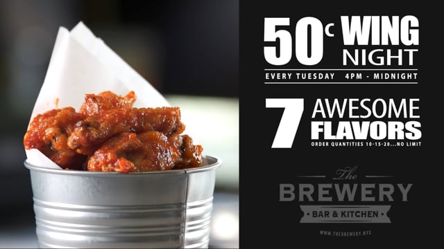 The Brewery NYC 50C Wing Night ad