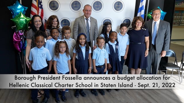 Borough President Fossella announces a budget allocation for Hellenic Classical Charter School in Staten Island - Sept. 21, 2022