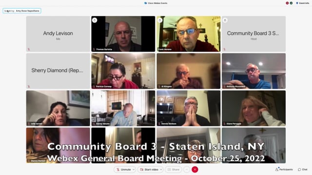 Community Board 3, Staten Island, NY - Webex General Board Meeting, October 25, 2022