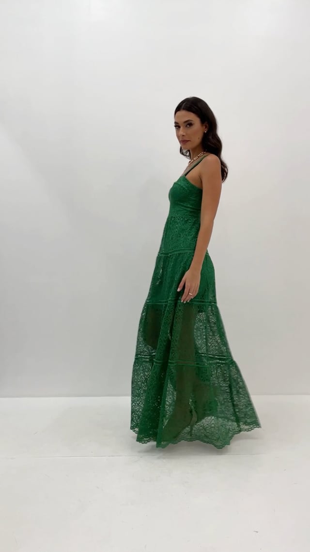 Vestido longo cheap renda verde