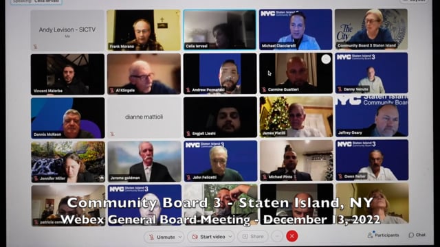 Community Board 3, Staten Island, NY - Webex General Board Meeting, December 13, 2022