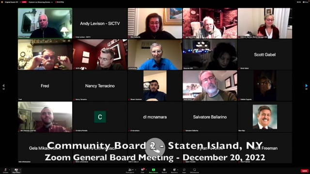 Community Board 2, Staten Island, NY - Zoom General Board Meeting, December 20, 2022