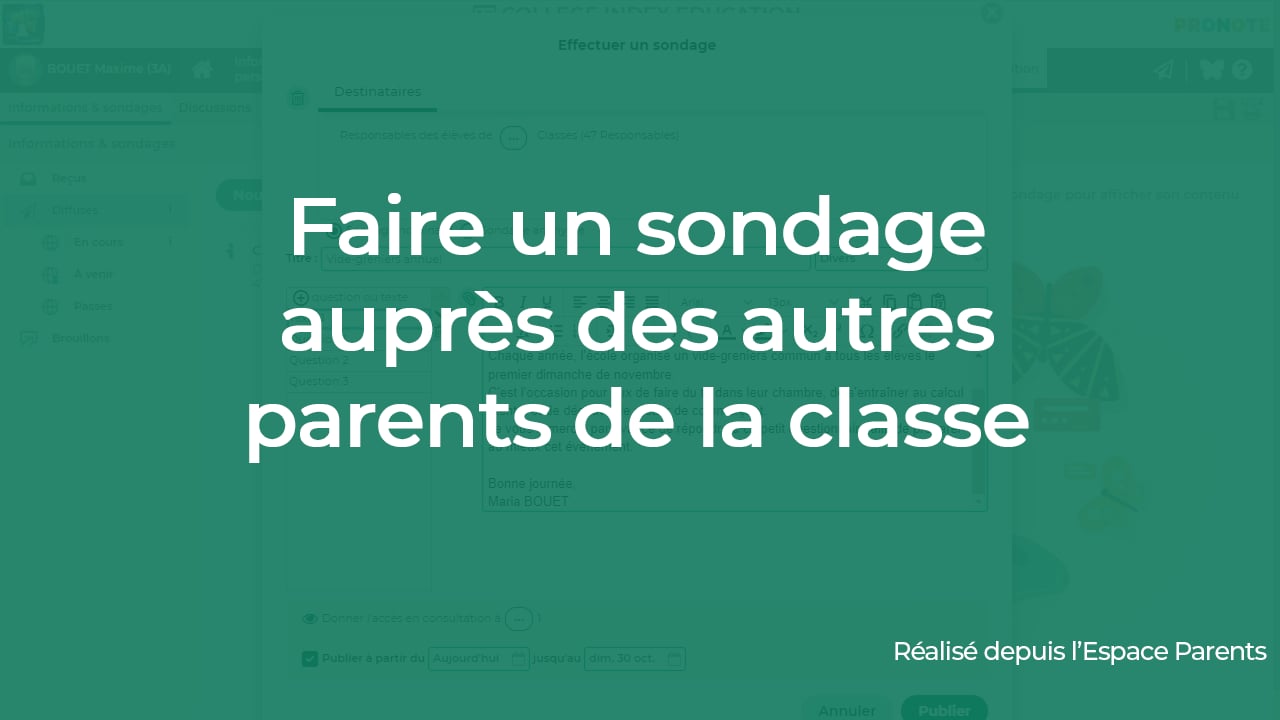 Pronote Pour Les Familles Faire Un Sondage Aupr S Des Autres Parents