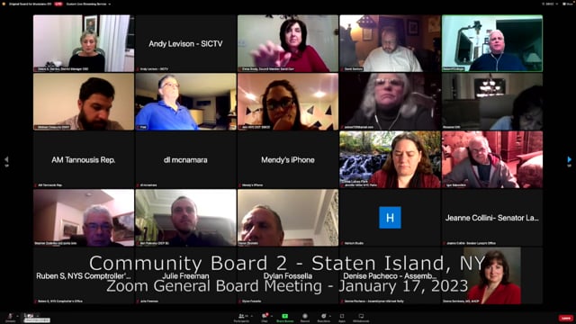 Community Board 2, Staten Island, NY - Zoom General Board Meeting, January 17, 2023