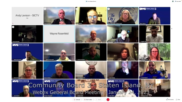Community Board 3, Staten Island, NY - Webex General Board Meeting, January 24, 2023