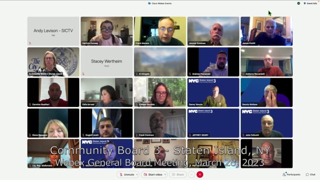Community Board 3, Staten Island, NY - Webex General Board Meeting, March 28, 2023