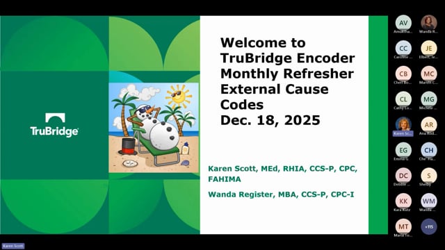 December 2025: Encoder Refresher Training Coding in ICD-10-CM External Cause Codes