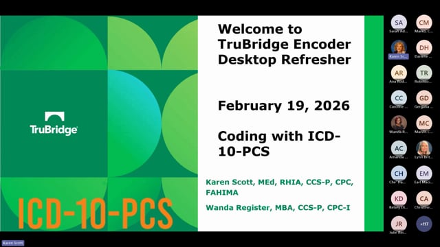 February 2026: TruBridge Encoder Refresher Training Coding with ICD-10-PCS Codes