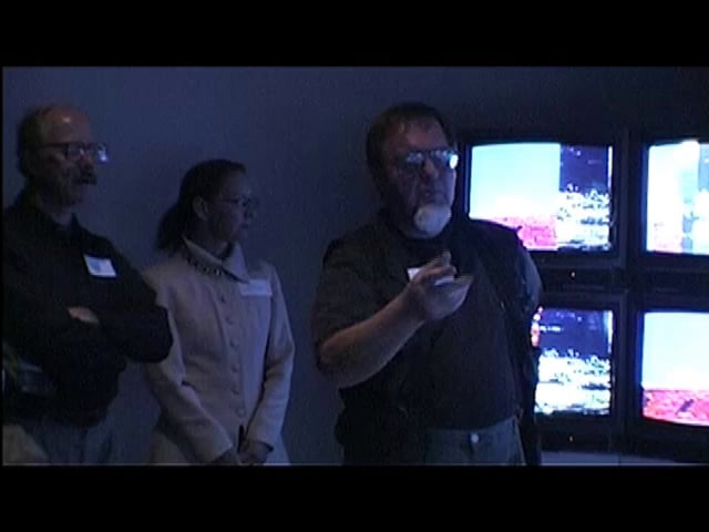 Woody Vasulka gives a talk on the works in the Machine Media exhibition / 1996