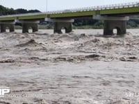 大井川下流、台風18号の大雨による濁流 9月16日