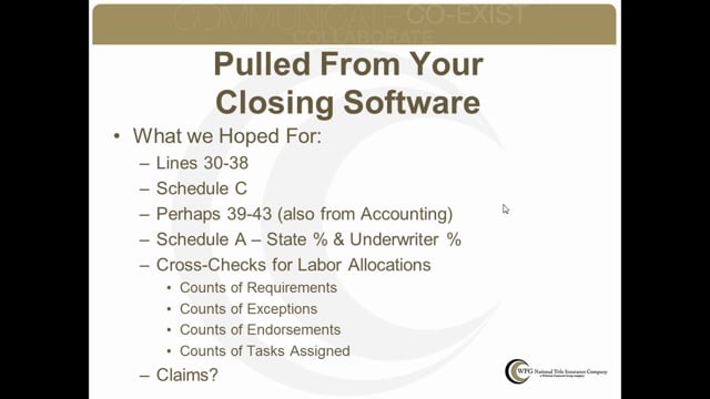 Data Call Webinar - Part II Data your Closing Software should capture
