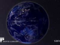 夜の地球　CG 地球の自転イメージ　夜　CG