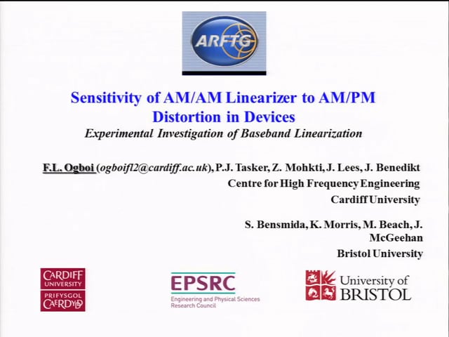 Sensitivity of AM/AM Linearizer to AM/PM Distortion in Devices - [ARFTG83, Ogboi]
