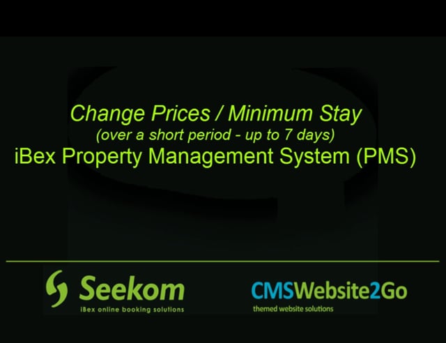 Change Prices / Minimum Night Stay (short duration)