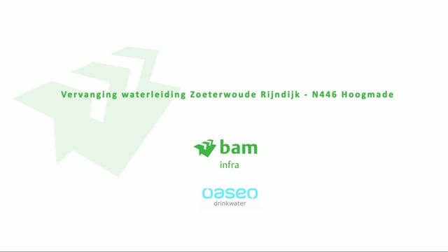 BAM Infra: Vervanging waterleiding Zoeterwoude-Rijndijk  -  N446 Hoogmade.