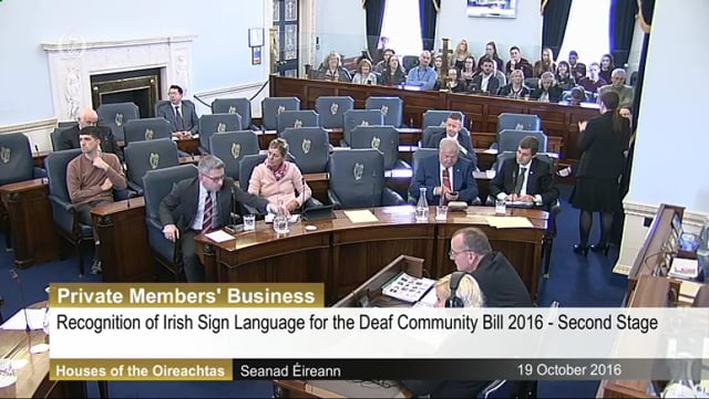 Recognition of Irish Sign Language Bill for the Deaf Community Bill 2016 - 19th October 2016