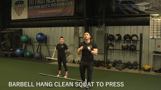 Barbell Hang Clean Squat to Press