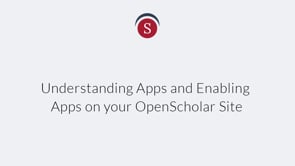 Understanding Apps and Enabling Apps on your OpenScholar Site on Vimeo