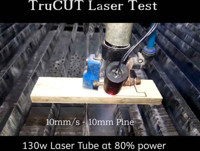 Machining Video: 130W TruCUT Cabinet 1300x900mm CO2 Laser Cutting 10mm and 20mm Pine Solid Wood Plate Tested