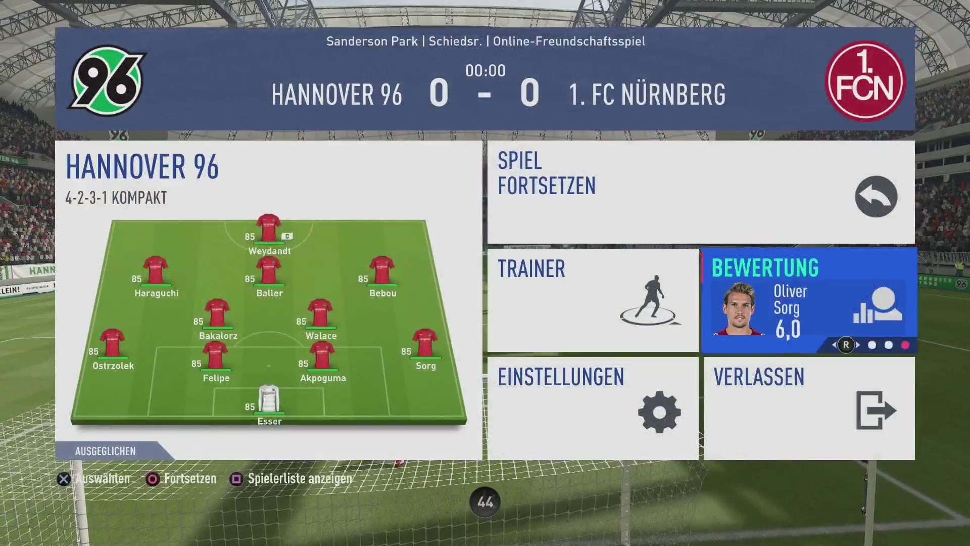 9 Spieltag Hannover 96 vs 1 FC Nürnberg 2vs2 06 02 2019 on Vimeo