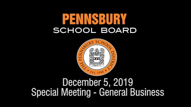 Pennsbury School Board Meeting for December 5, 2019 (General Business)