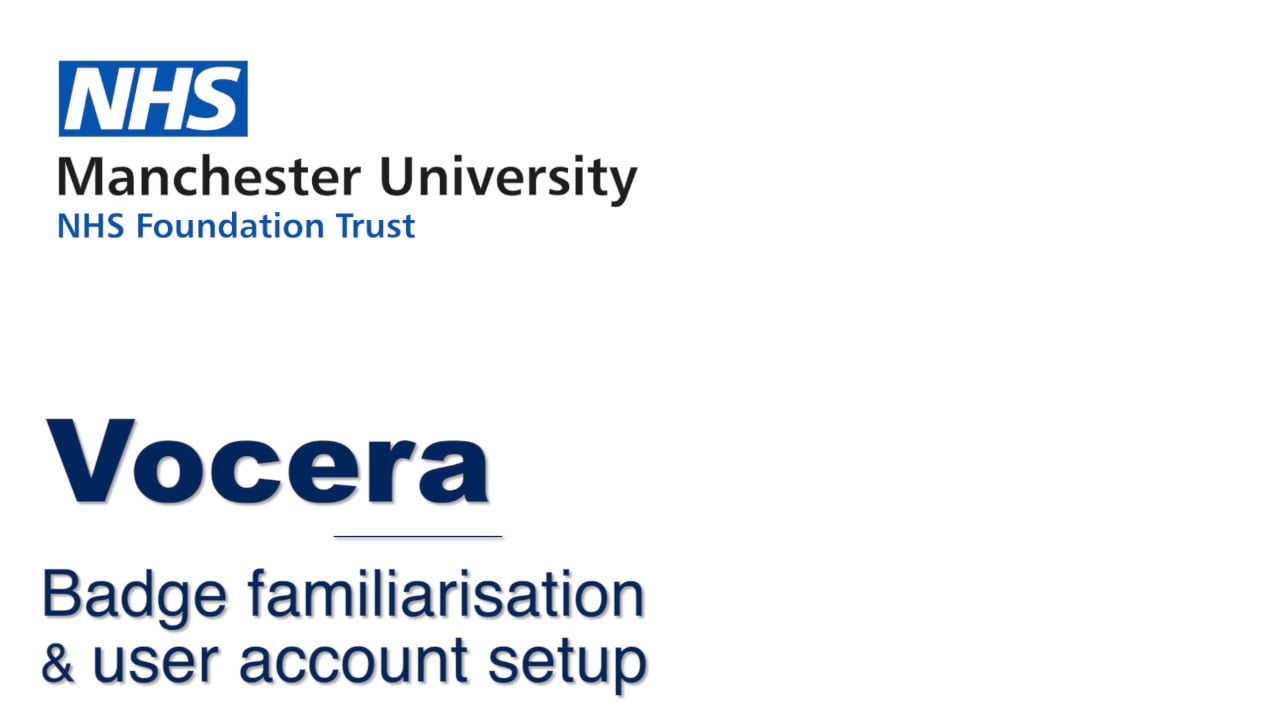 Vocera Badge Familiarisation Account Set Up On Vimeo