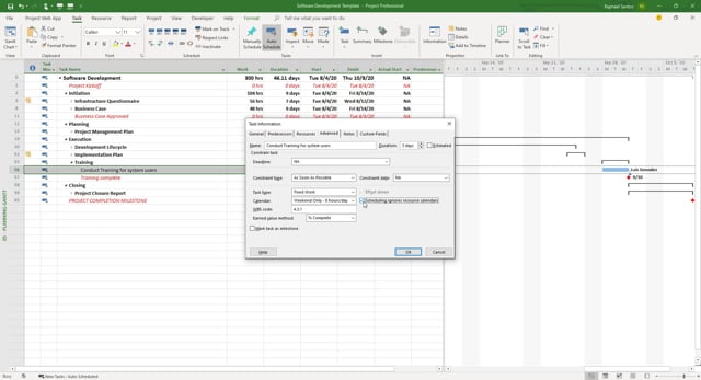 Assigning Calendars to Tasks