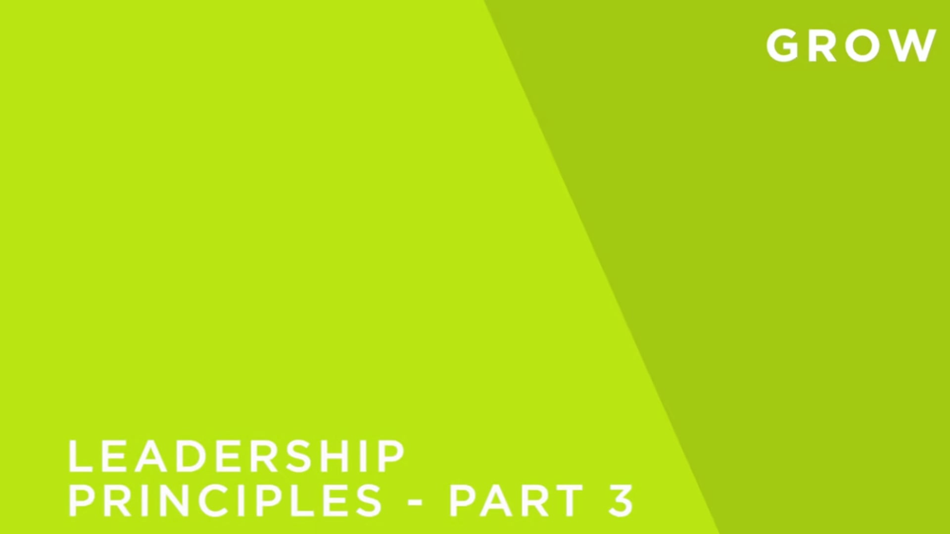 Leadership principles Part 3