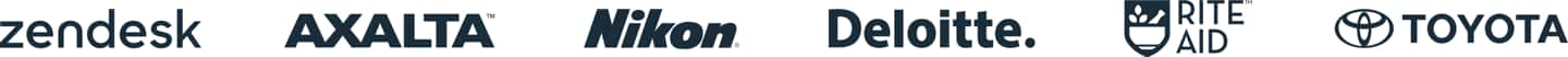 Zendesk, Axalta, Nikon, Deloitte, RiteAid, and Toyota logos