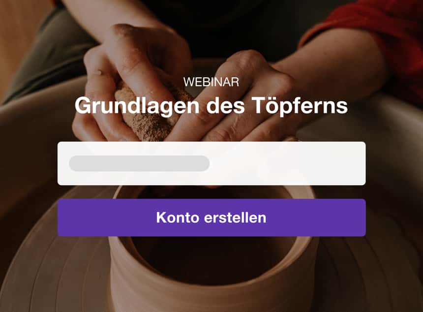Bild eines Kontaktformulars auf einem Video über einen Töpferkurs