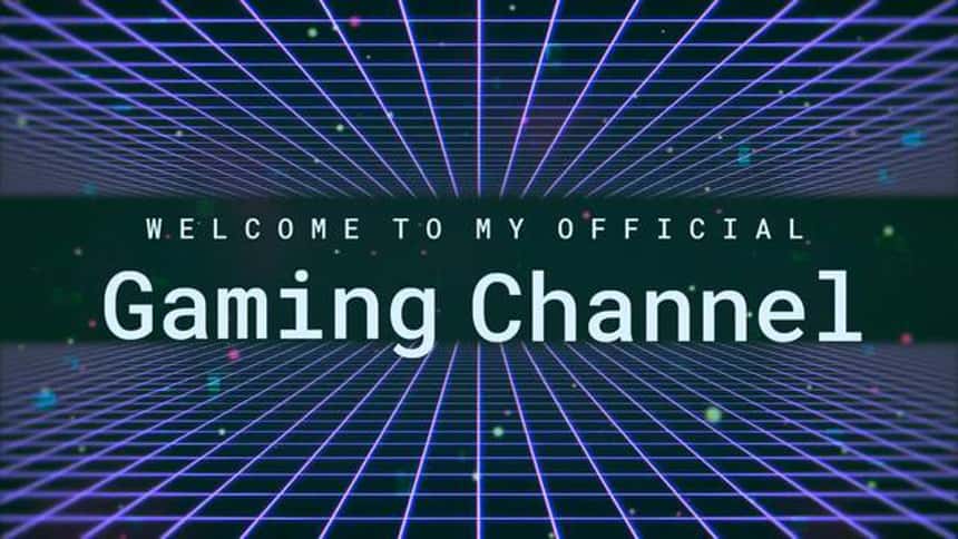 Modèle d'intro YouTube pour gamers. Le texte se lit comme suit : « Bienvenue sur ma chaîne gaming ».