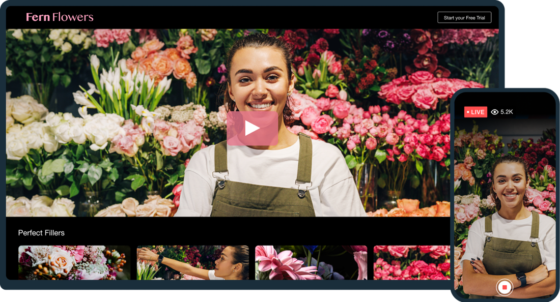 Live stream and on demand florist videos on desktop and mobile