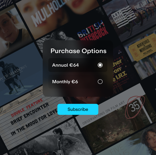Servicios de Vimeo OTT que permiten a los miembros establecer opciones de compra para sus canales de suscripción de video, y los suscriptores pueden elegir entre un pago anual o mensual.