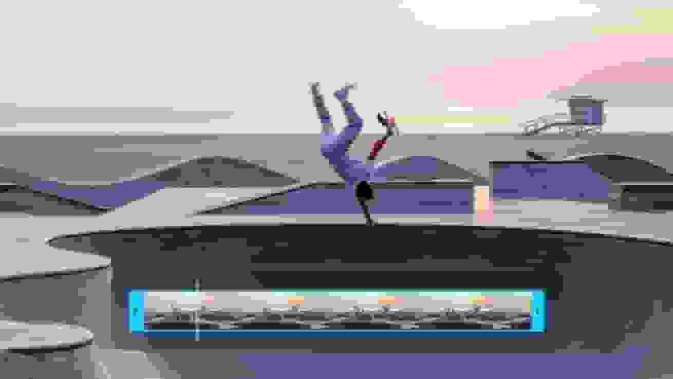 Using the Vimeo video trimmer to create a video clip of a skateboarder.