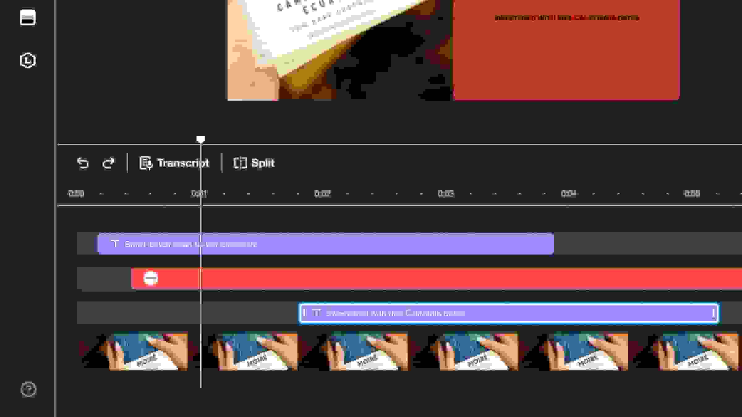 Timeline-Videoeditor für die Videobearbeitung im Zusammenhang mit der Videoanzeige eines Unternehmens.