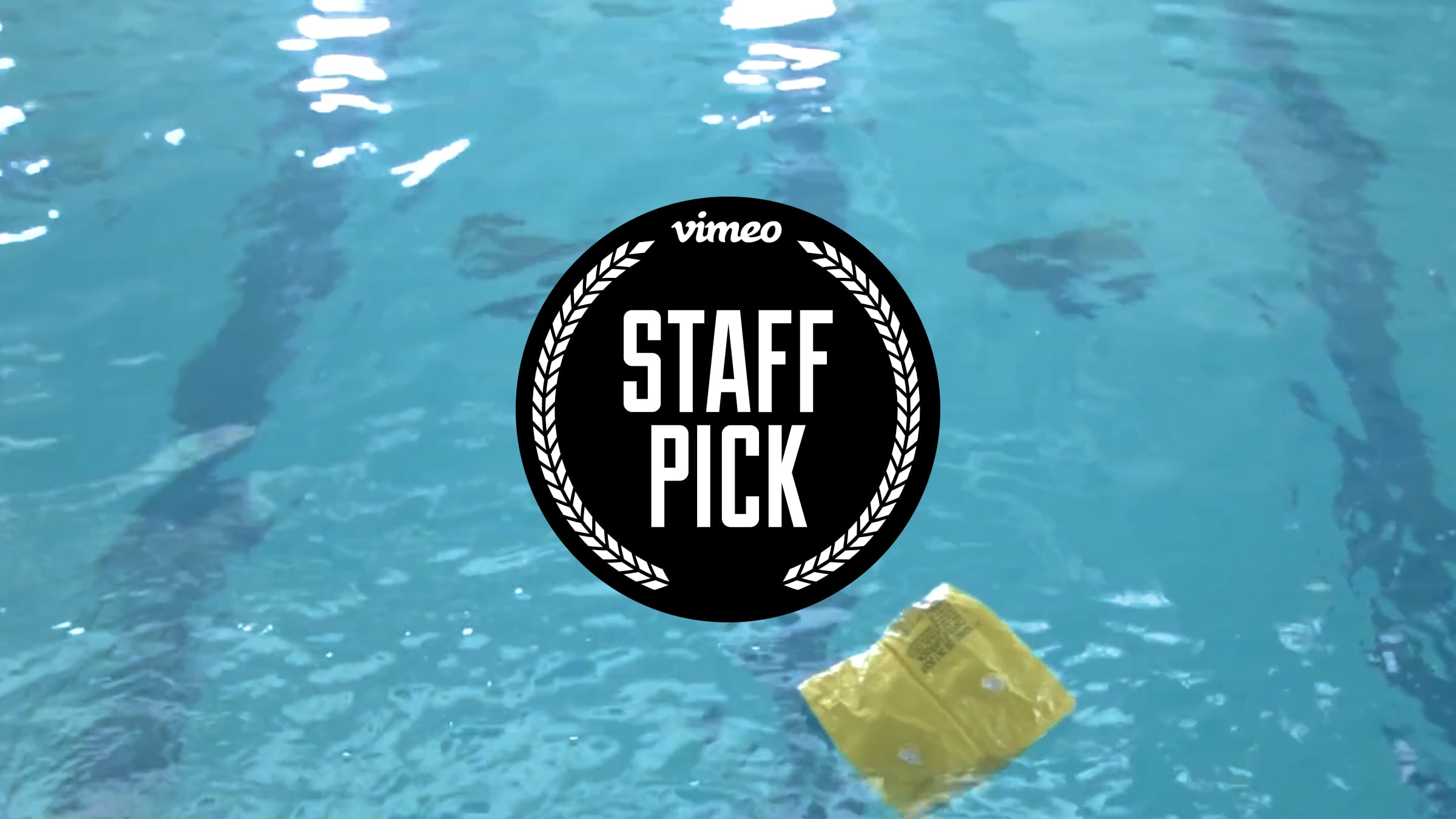 Pool water with Vimeo's Staff Pick logo centered over it