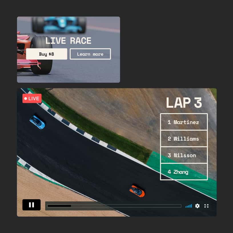 Live stream of a car race.