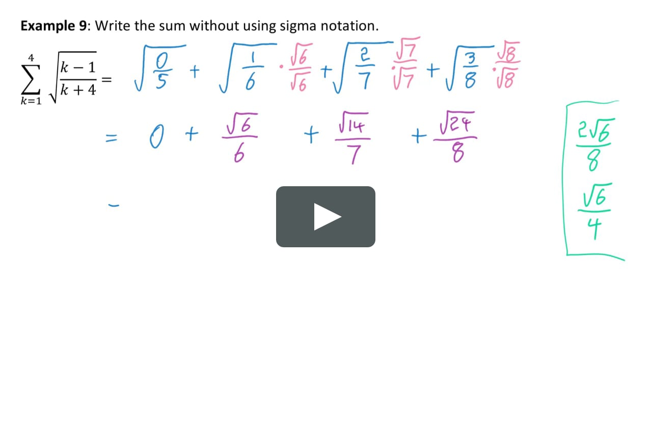 Write Sum Without Sigma Notation