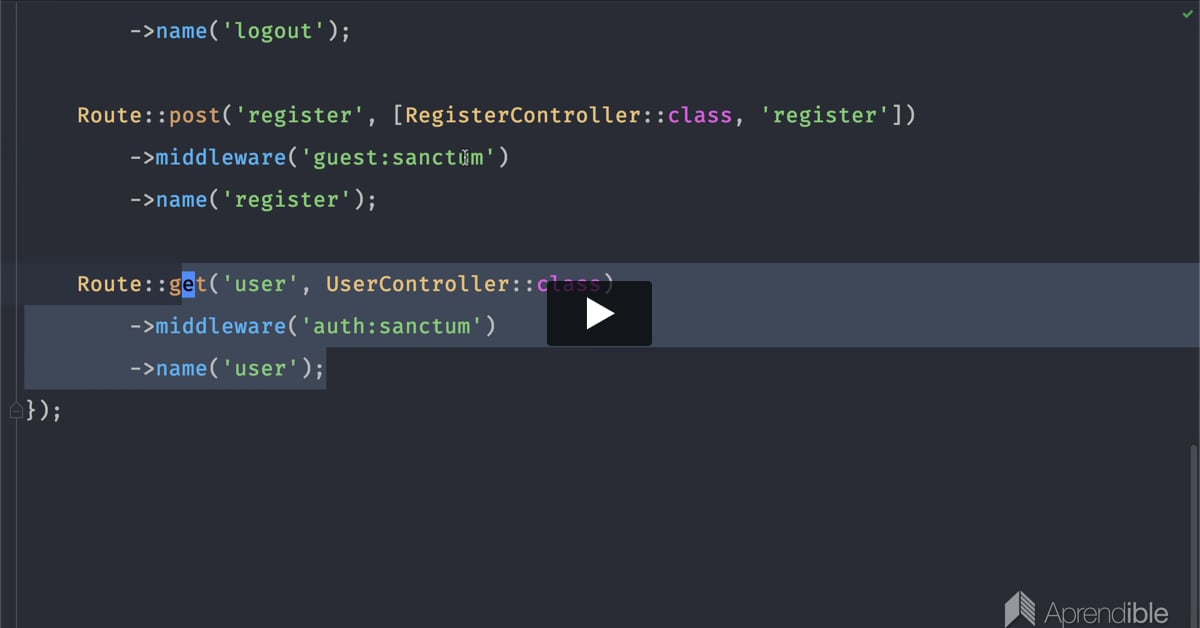 41. Obteniendo el usuario autenticado con Laravel Sanctum