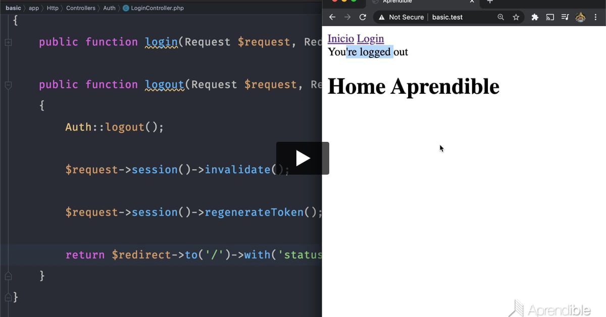 5. Cómo cerrar sesión manualmente en Laravel