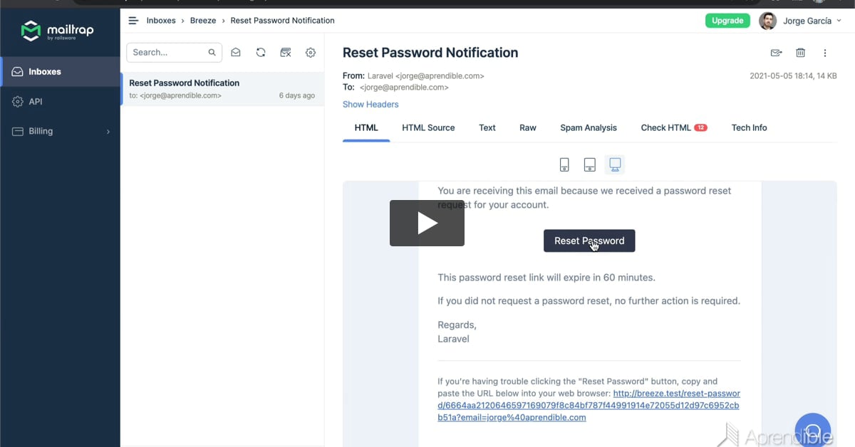 11. Laravel Breeze: Cómo funciona el restablecimiento de contraseñas - Parte 2