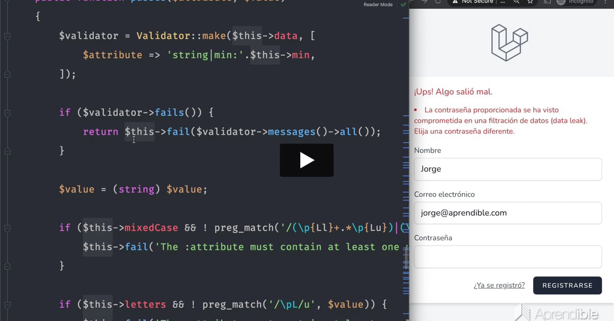 12. Nueva regla para validar contraseñas